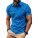 Men's Vibrant Blue Floral Print Polo Shirt - Stylish Casual Short-Sleeve Top