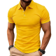 Men's Bold Yellow Slim-Fit Polo Shirt - Cheerful Casual Top