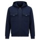 Navy Blue Zip-up Hooded Utility Sweatshirt - Minimalist Casual Jacket