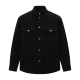 Black Stand-up Collar Corduroy Utility Shirt - Minimalist Edgy Outerwear