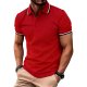 Men's Classic Red Polo Shirt with Black-White Contrast Collar & Cuffs