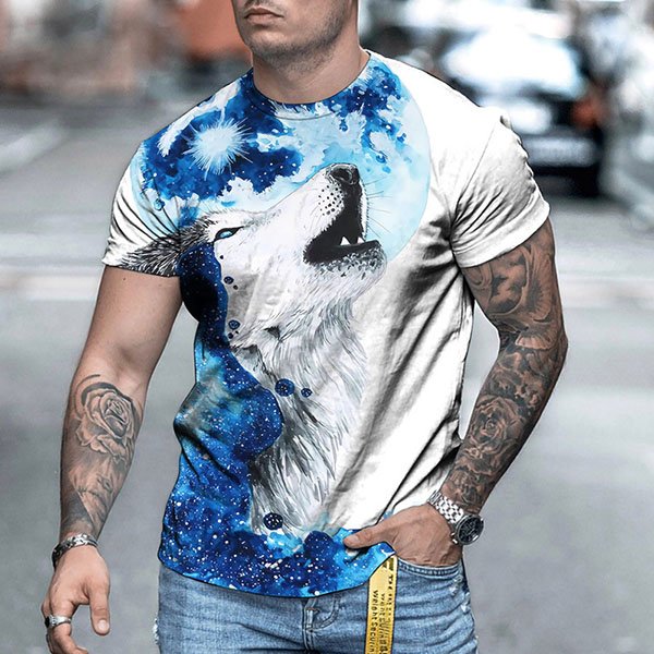 Men’s Short-Sleeve Pullover T-Shirt, Creative 3D Digital Print, Comfortable & Personalized