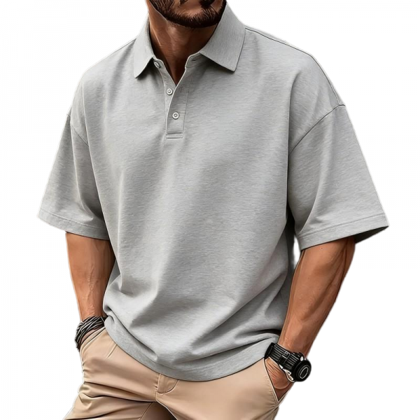 Light Gray Oversize Polo Shirt
