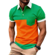 Green & Orange Color-Block Polo Shirt