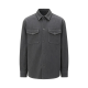 Dark Gray Pinstripe Corduroy Utility Shirt - Casual Loose Outerwear